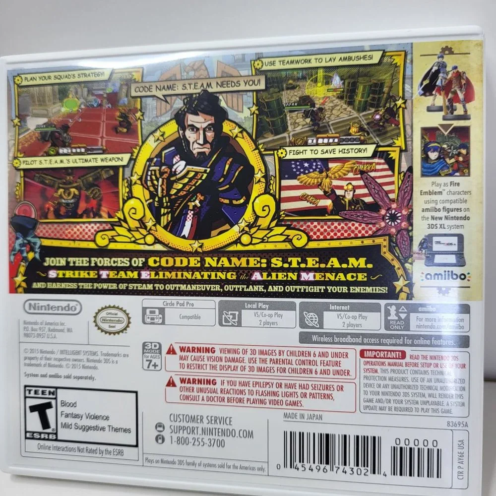 Code Name: S.T.E.A.M. Steam (Nintendo 3DS) Game w/Case‎